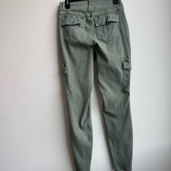 Spanx Cargo Pants Womens Size Large Green Stretch Twill Ankle 29311R Compressive - Picture 7 of 10